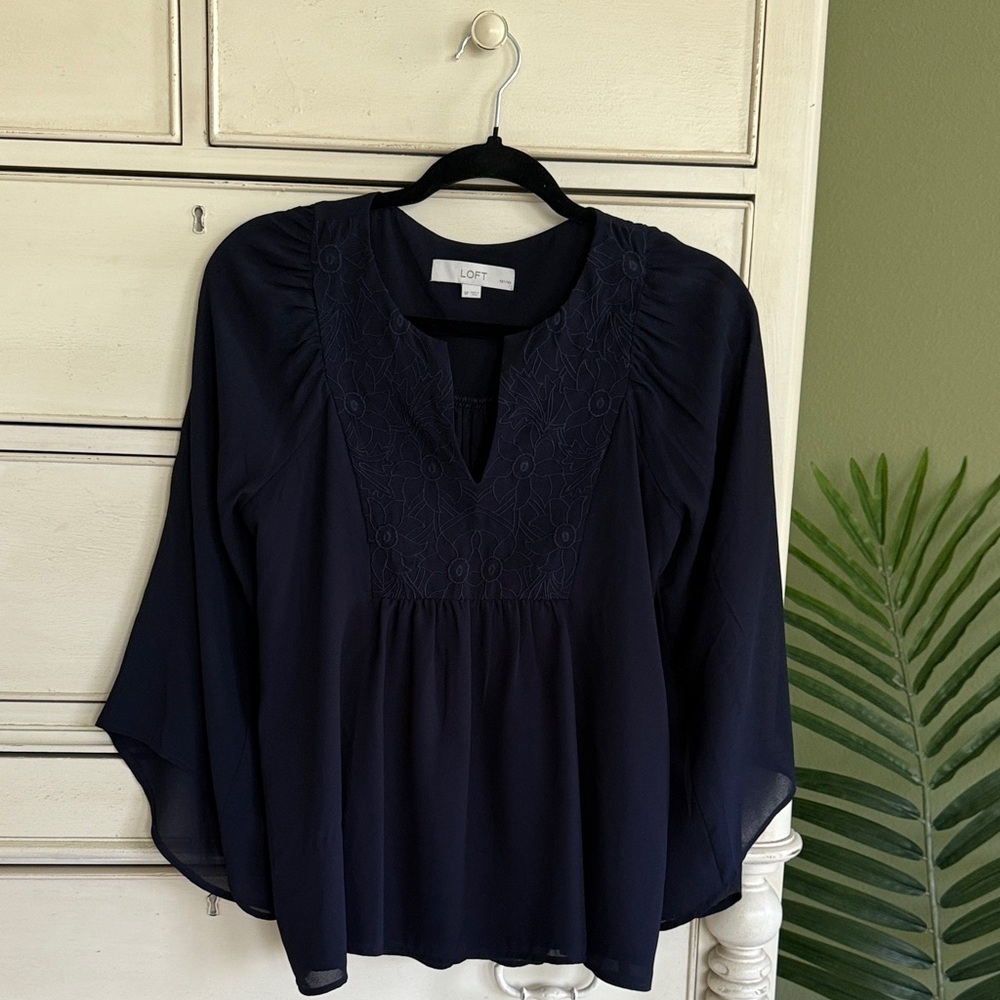 LOFT Midnight Blue Women's Blouse Small Petite